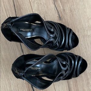 Dolce & Gabanna black velvet high heels.